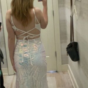 Morgan & Co. Iridescent White Sequin Dress